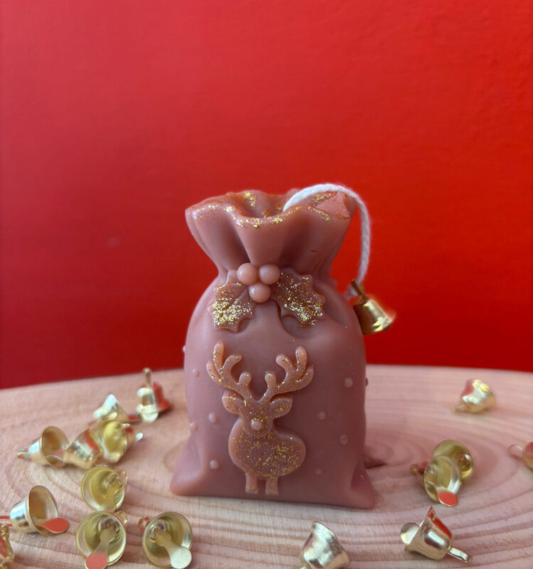 Sacchetto renna - Candela in cera di olive